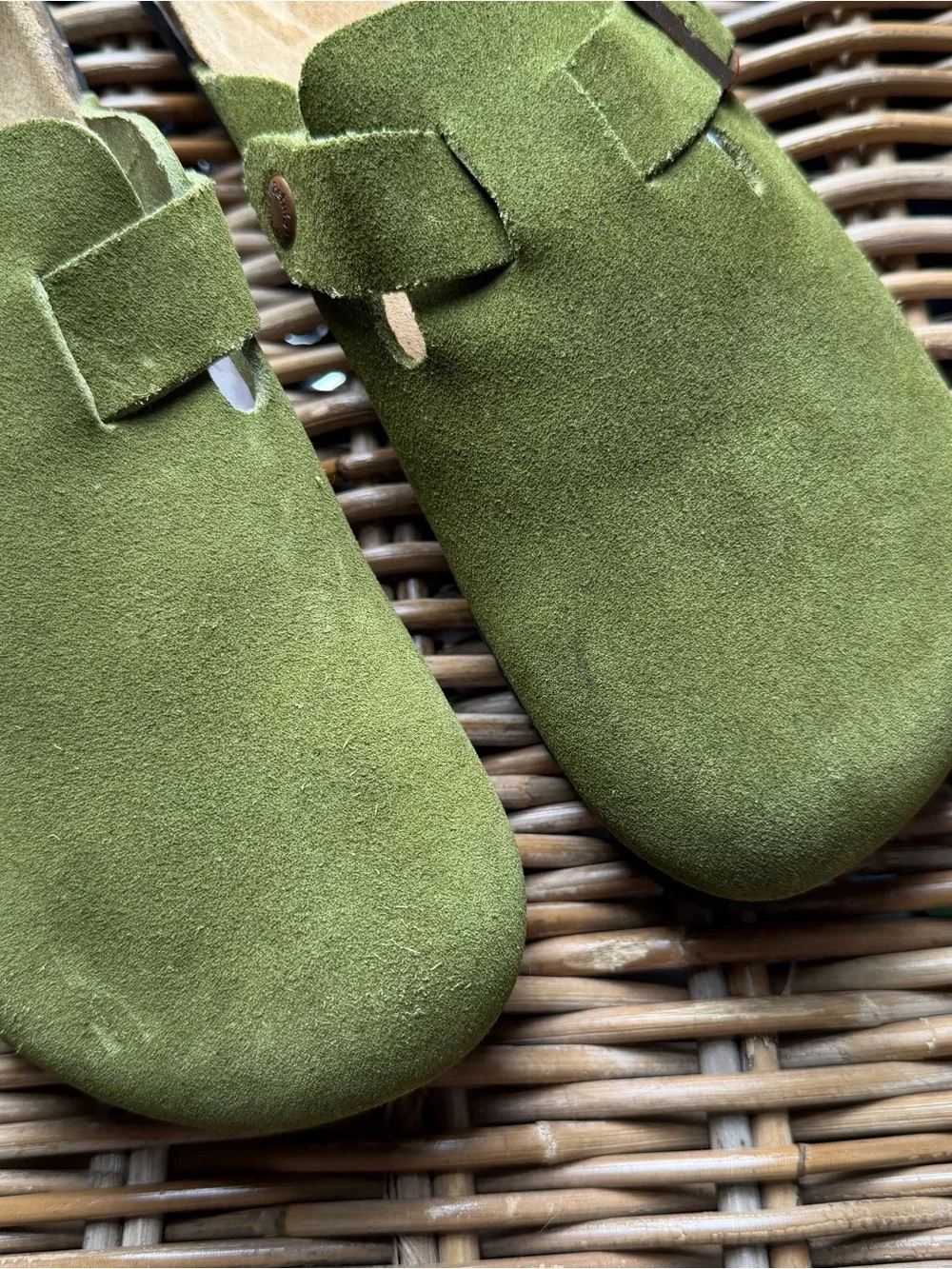 New Betula Birkenstock Boston Men's Green Suede Buckle Sandals 42 EU 9 US Clog